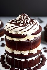  ia generated. piece of cake. chocolate cake on a plate. chocolate cake with cream