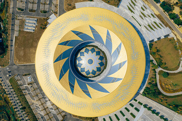 the drone view of convention center in Chengdu
