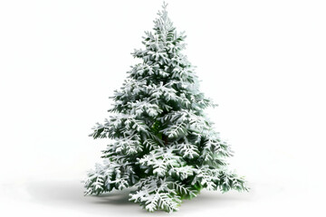 Fototapeta premium Tree natal-Winter Christmas tree covered with snow on white