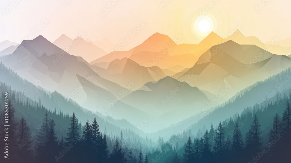 Poster elegant gradient landscape with smooth color transitions