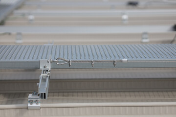 Lifeline system installed on the side of walkway. Lifeline systems are installed to work at heights and prevent falls from heights.