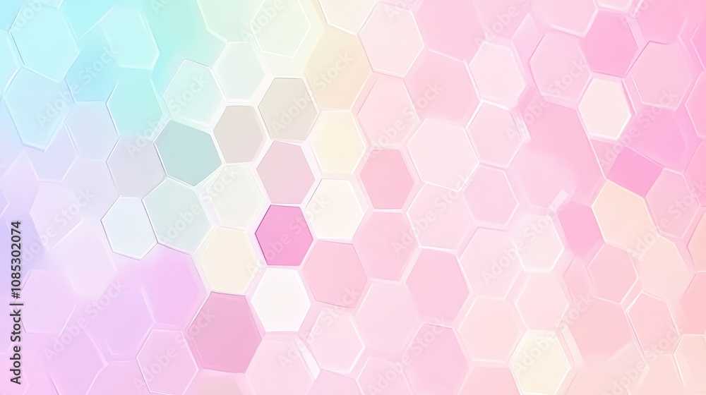 Poster soft gradient hexagonal background in pastel colors