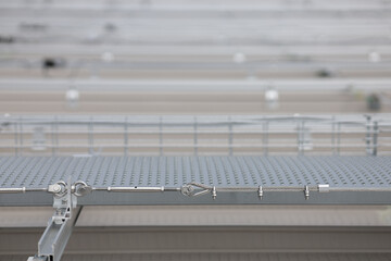 Lifeline system installed on the side of walkway. Lifeline systems are installed to work at heights and prevent falls from heights.
