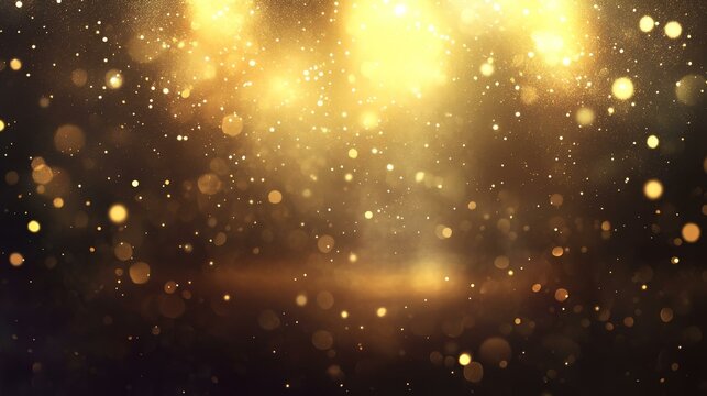 Luxurious golden bokeh lights radiating from center against dark background
