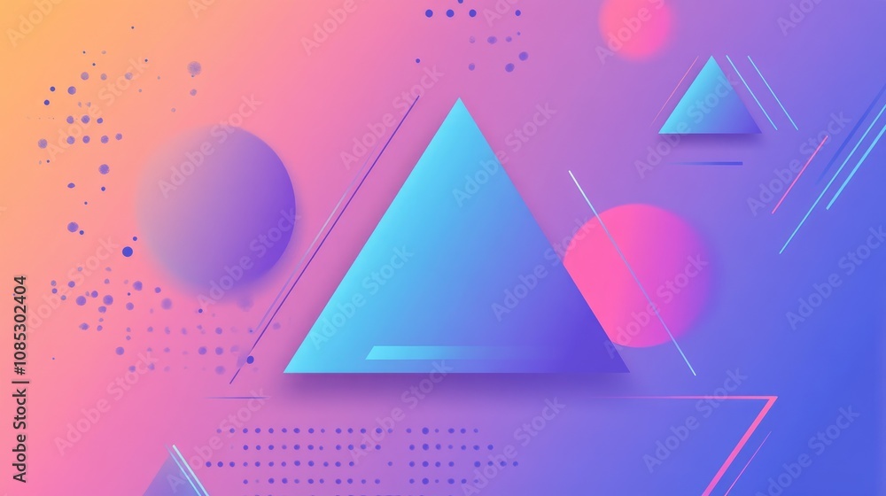 Poster colorful gradient triangle and circle abstract design