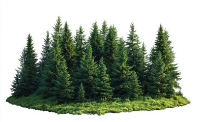 Fototapeta premium realistic photograph of a small forest with tall trees, against a white background