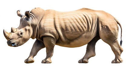 Obraz premium White Rhinoceros Walking Isolated On White Background