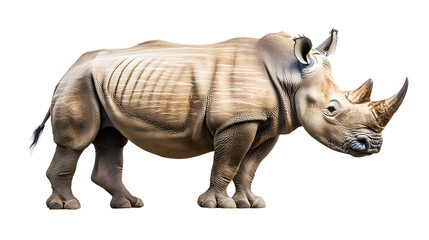 Obraz premium White Rhinoceros Standing Isolated On White Background