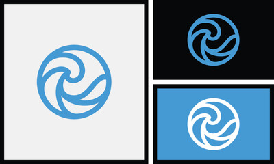 Wave logo design in a circle is simple, minimalist and elegant