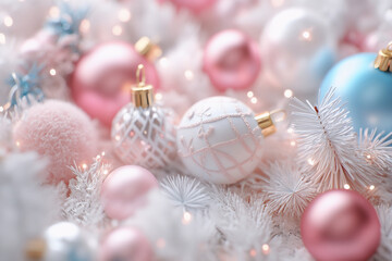 Christmas background in 3d style on pastel colors