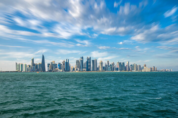 Beautiful Doha Skyline view from Corniche