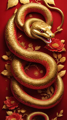 Obraz premium Desain tanpa judul - 12025, china, vector, illustration, snake, zodiac, greeting, festival, design, poster, chinese, banner, celebration, asian, background, card, holiday, template, gold, symbol, year