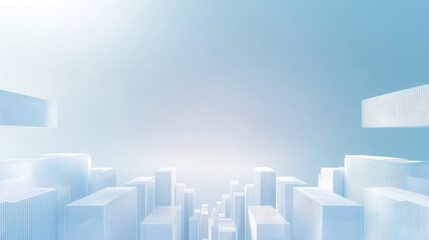 Fototapeta premium Abstract Futuristic Architectural Arrangement on Blue Background