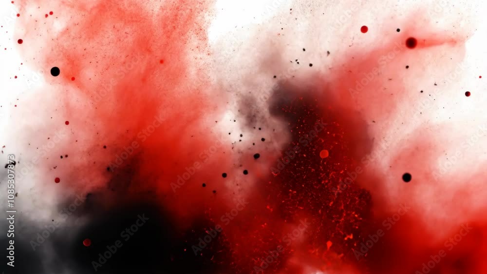 Aufkleber a dynamic visual of red and black powder exploding, creating a dramatic effect against a bright whit