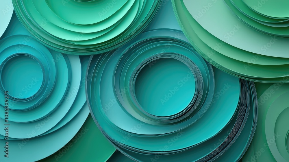 Poster calming layered circles in soft gradient hues