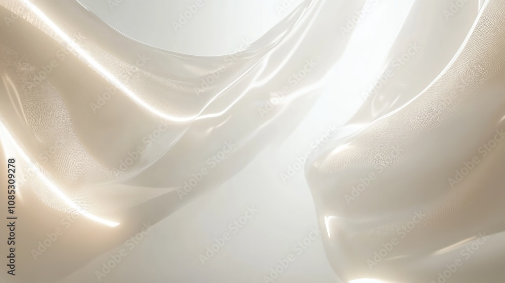 Poster light minimal tech inspired background with flowing fabric