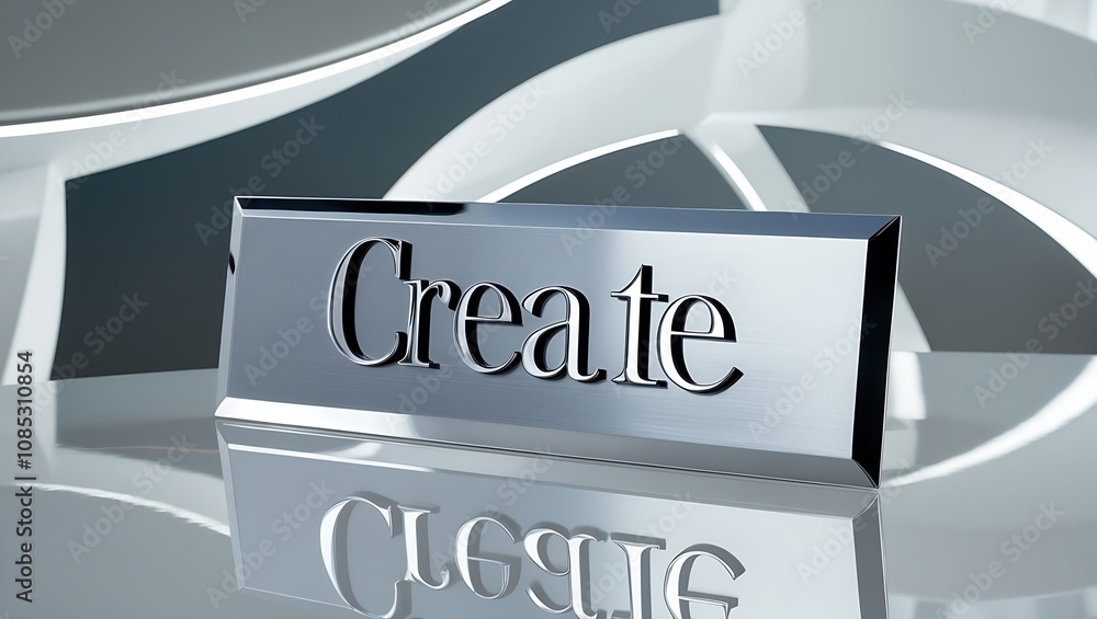 Poster chrome plate with the word 