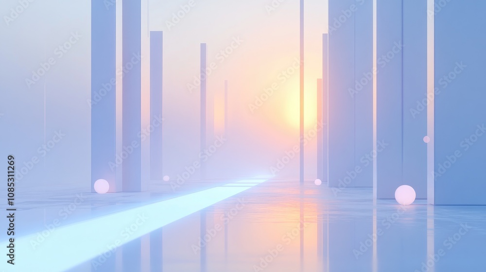Poster minimalist tech layout with glowing dots and clean design
