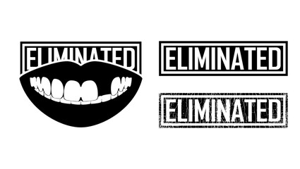 Eliminated  rubber stamp , black isolated silhouette