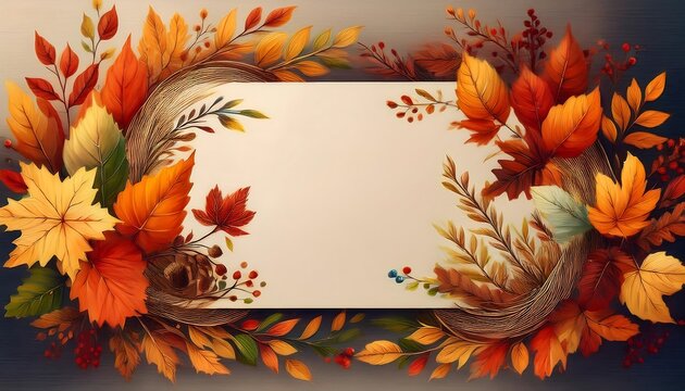  Empty greeting card templates feature autumn leaves and rustic designs with traditional fal_1(292)