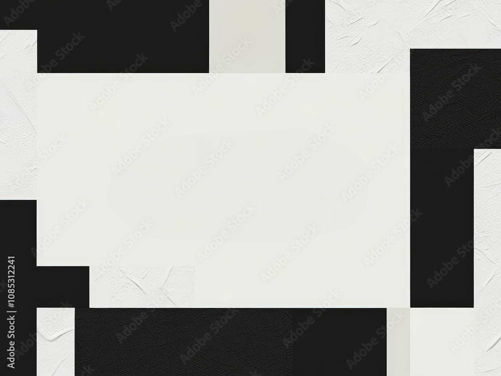 Poster a minimalist design featuring a combination of black and white shapes, creating an abstract composit