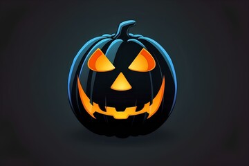"Glowing Jack-o&rsquo;-Lantern Design for Halloween on Dark Background"
