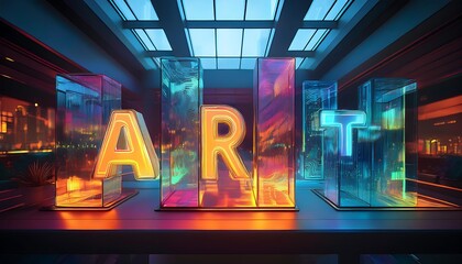  Ethereal typography meets modern art in caustic, industrial designs with clean glowing glas_1(294)