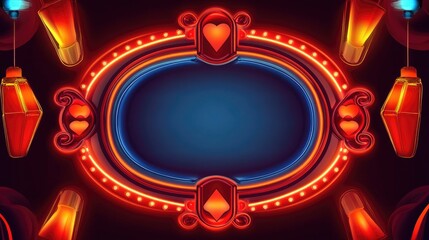 Vibrant Neon Casino Sign with Marquee Bulbs