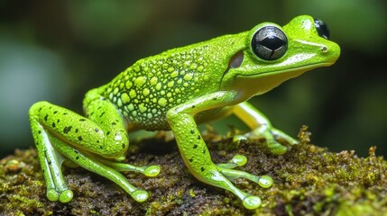 Fototapeta premium Vibrant Green Poison Dart Frog Close-Up