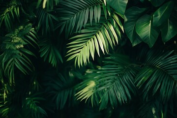 Lush Greenery: A Close-Up of Tropical Palm Leaves