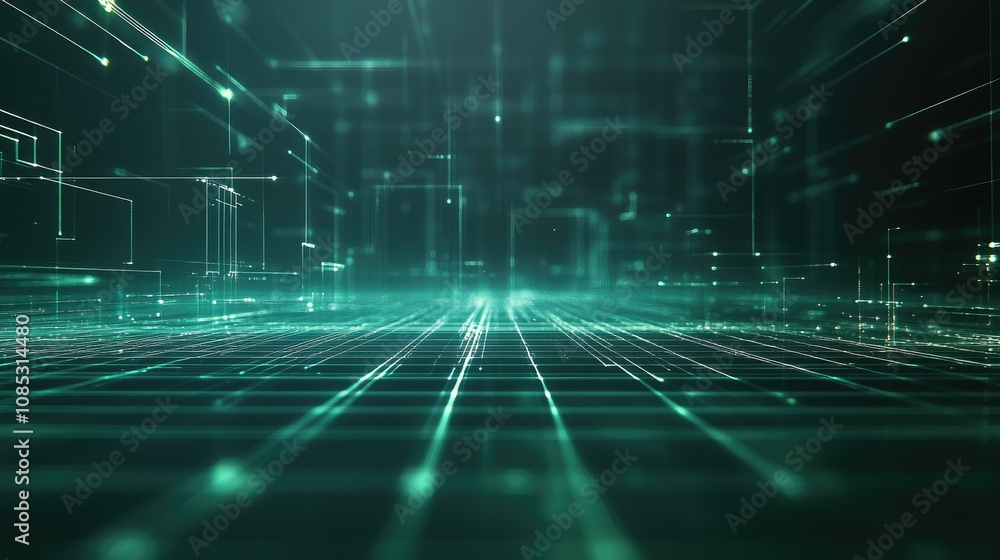 Aufkleber abstract tech background with thin lines and light effects