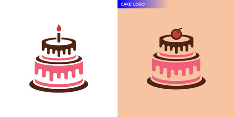 Cake logo. Party, birthday, delicious. Icon symbol design template EPS 10.