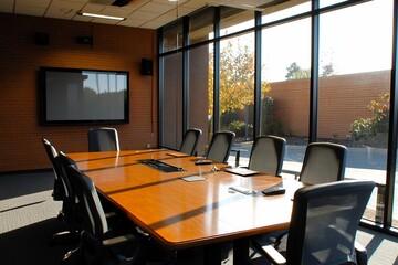 Modern Conference Room with Natural Light and Minimalist Design