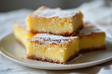 Delicious Lemon Bars Dusting with Powdered Sugar