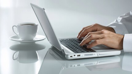 Fototapeta premium The Laptop and Coffee Moment