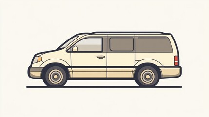Illustration of a White Minivan