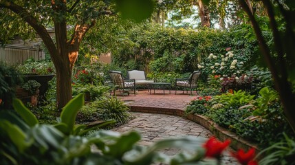 Secluded Patio Surrounded by Lush Greenery