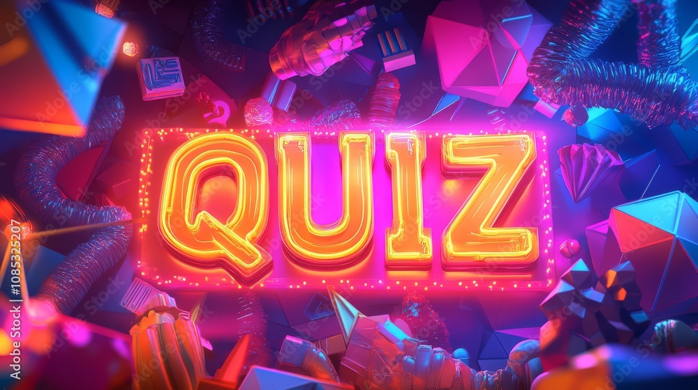 Poster quiz time in 3d: a visually engaging 3d rendering of the word 