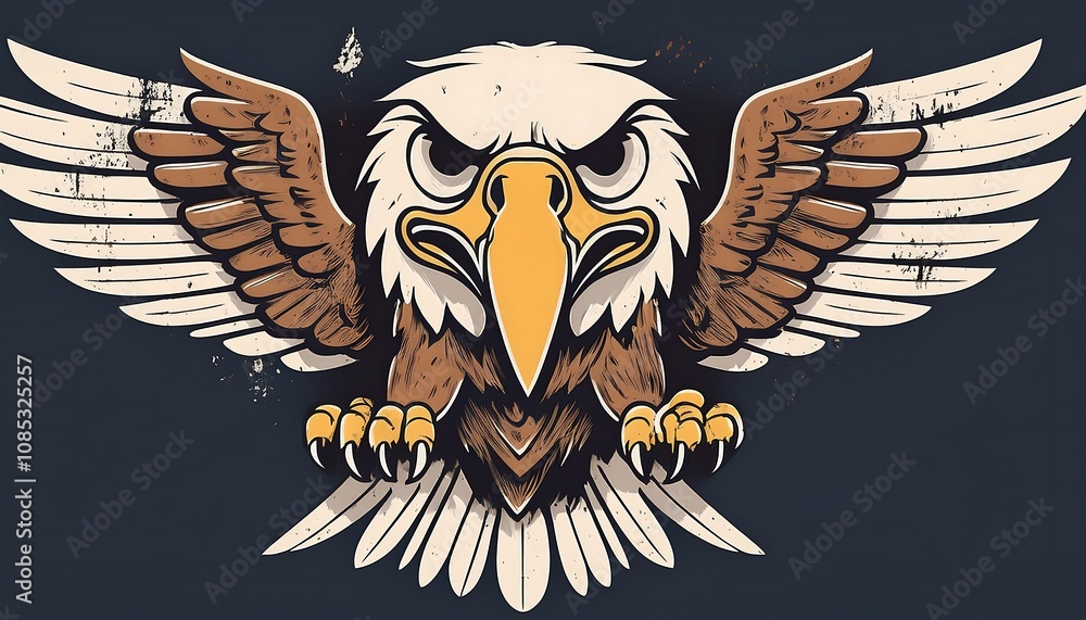 Poster simple vector eagle design with flat style and solid background for a cute kawaii grung_1(444)