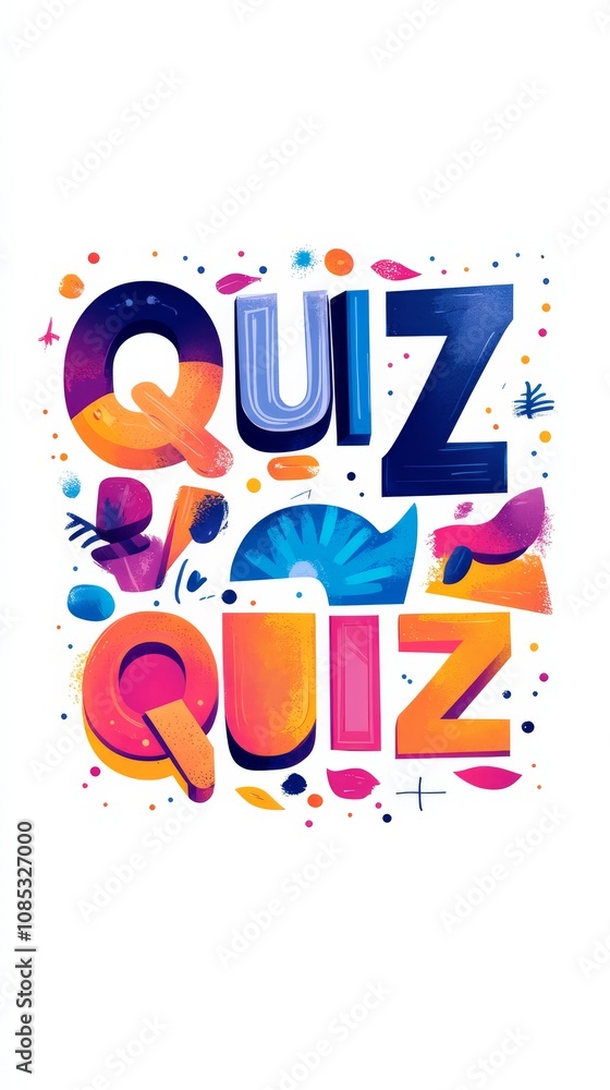 Poster quiz time: a vibrant and playful illustration showcasing the word 