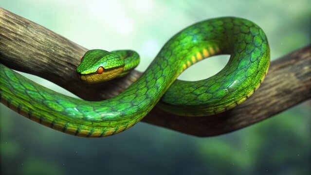 green snake on a tree
