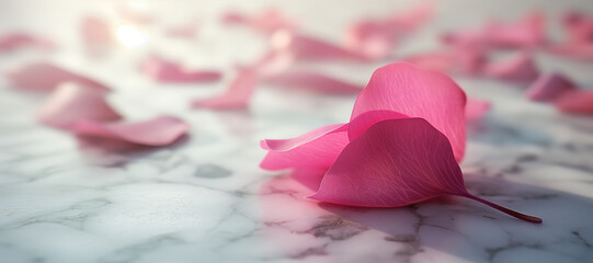 pink flower petals on white marble background 30