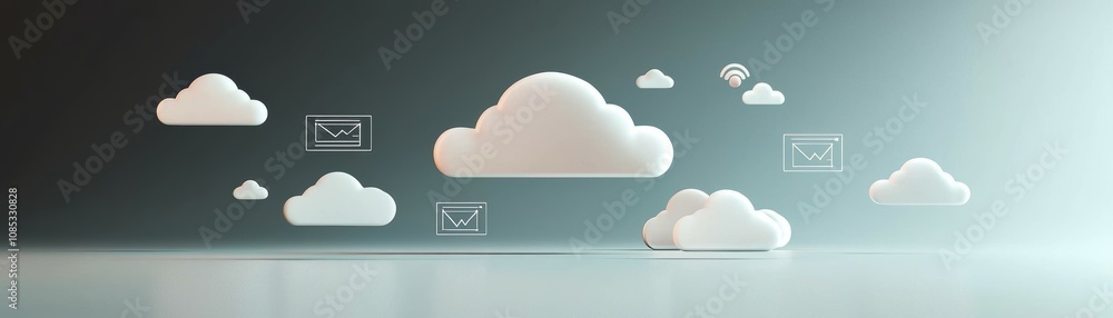Poster white cloud graphics as illustrate an elegant ai-powered pipeline flow for cloud computing insights 