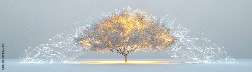 Poster ai tree as visualize an ai-enhanced pipeline with soft overlay in a digital landscape for future tec