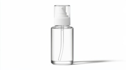 Travel-size lotion bottle, simple design, white background 