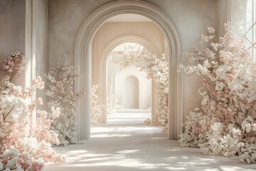 window with flowers in a church generative AI