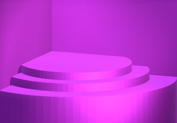 Podium product display or Empty room interior design square stage minimal scene,  Display plinths. Stand. purple color. 3d Render