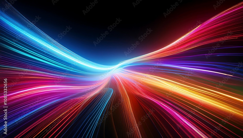 Aufkleber vibrant colors and dynamic movement are captured in flowing lines of light that convey ener_1(522)