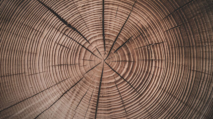 Close-up of a freshly cut pine tree surface showcasing detailed growth rings and natural textures, ideal for forestry, natural patterns, or rustic design projects. 