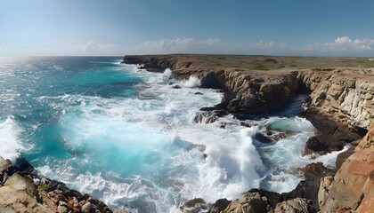 Obraz premium Isolated Rocky Coast with Dramatic Cliffs